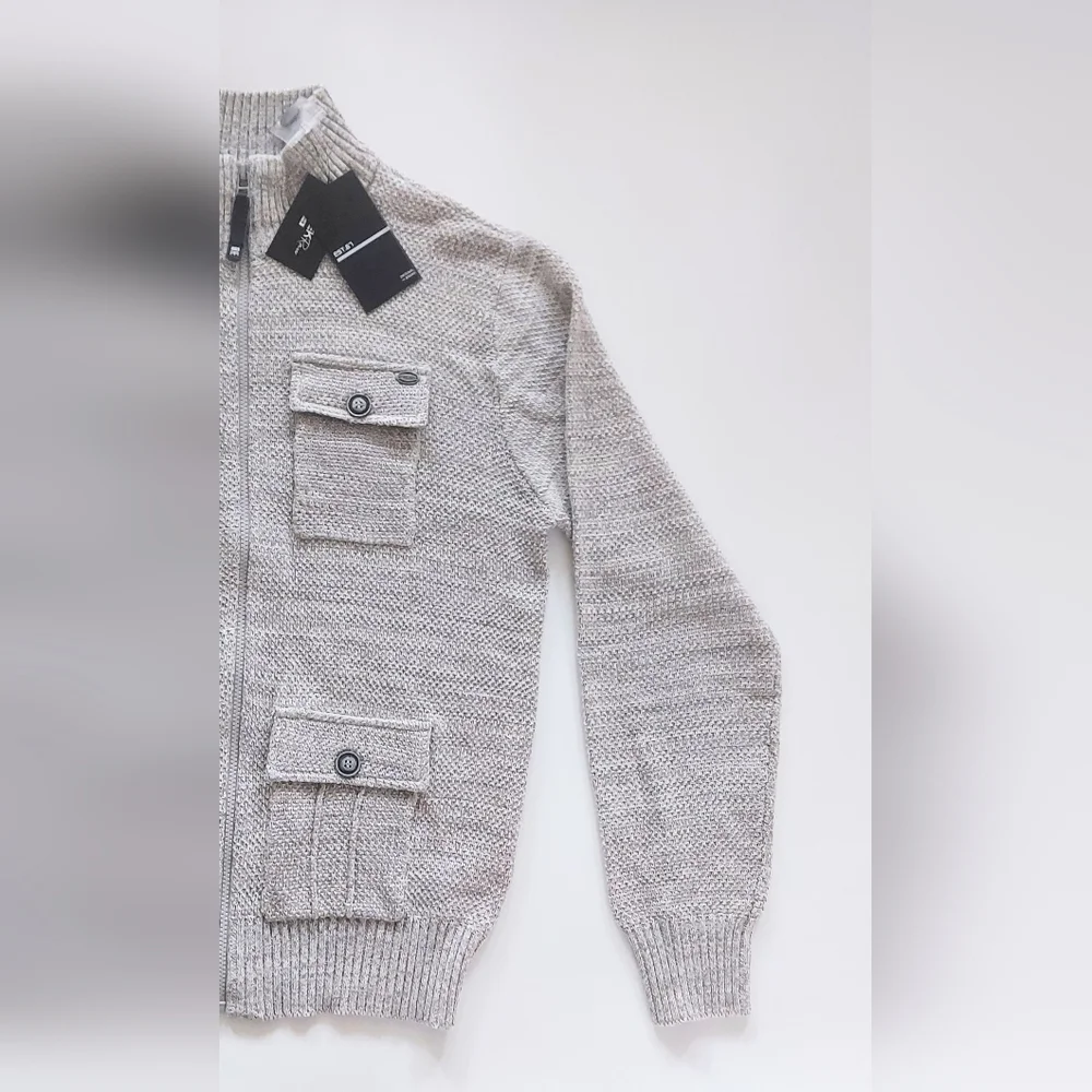 Projek Raw Marled Full Zip Cardigan Sweater Mens Size Large Gray NWT